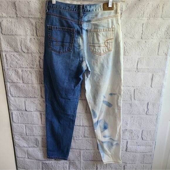 American Eagle 2 Tone High Waisted Mom Jeans Size 4 - Picture 3 of 14